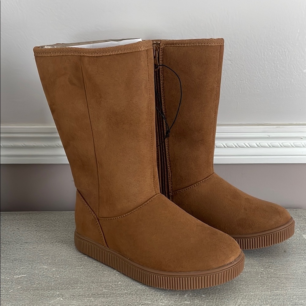 Girls' Natalia Shearling-Style Winter Boots, Brown, Size 13